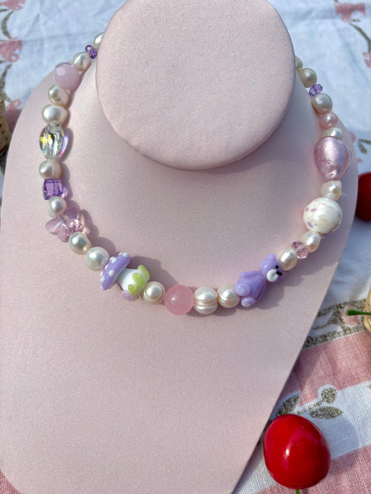 Lilac Bear Necklace