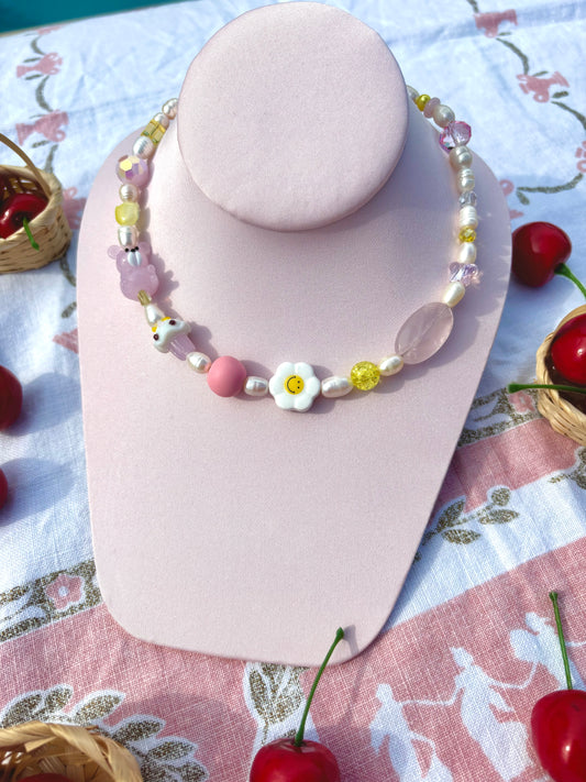 Strawberry Lemonade Bear Necklace