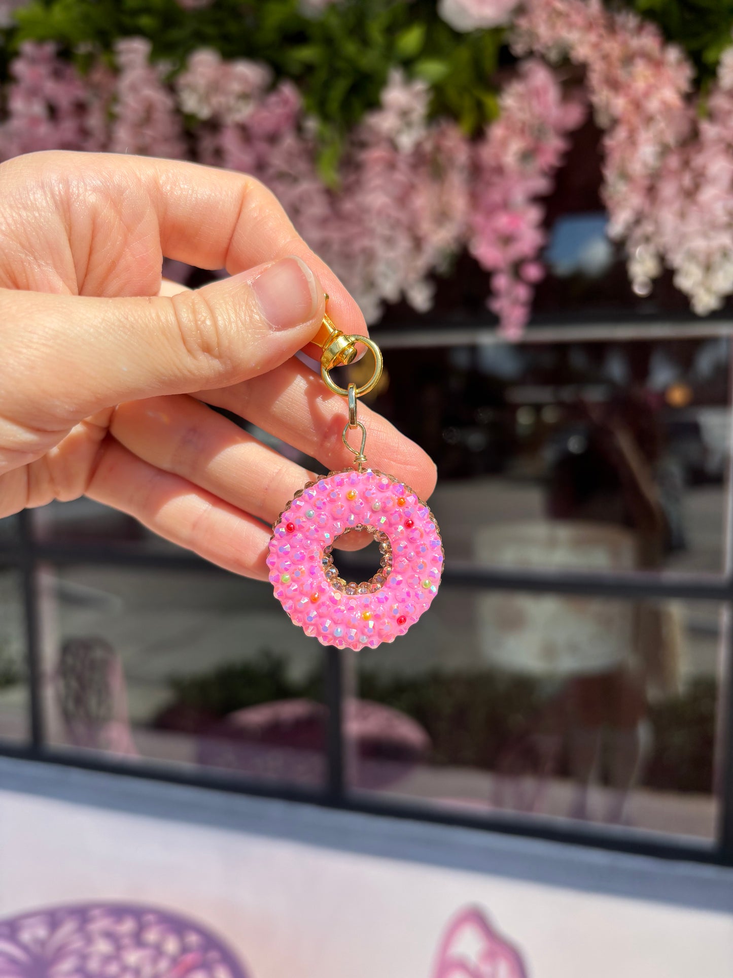 Strawberry Donut Bag Charm