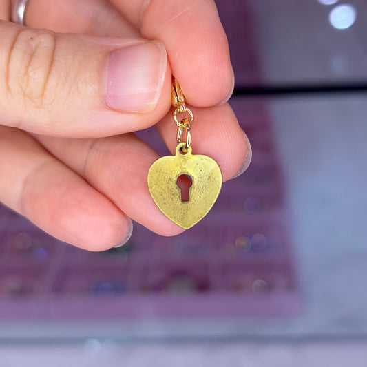Vintage Gold Key Lock Heart Charm
