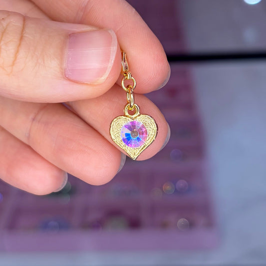 Vintage Iridescent Heart Charm