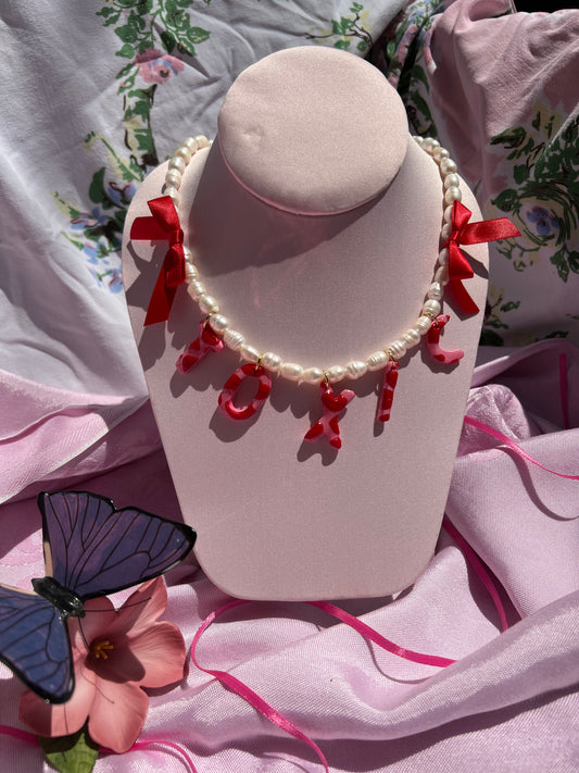 Toxic Charm & Bow Necklace
