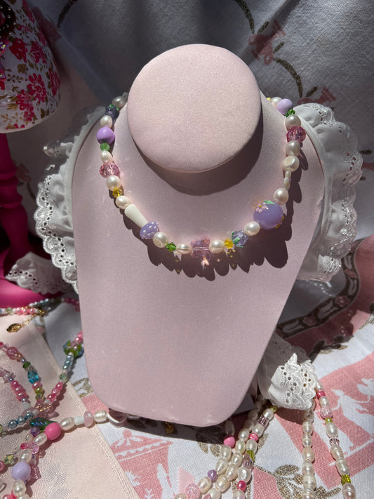 Lilac Mushroom Fairy Necklace