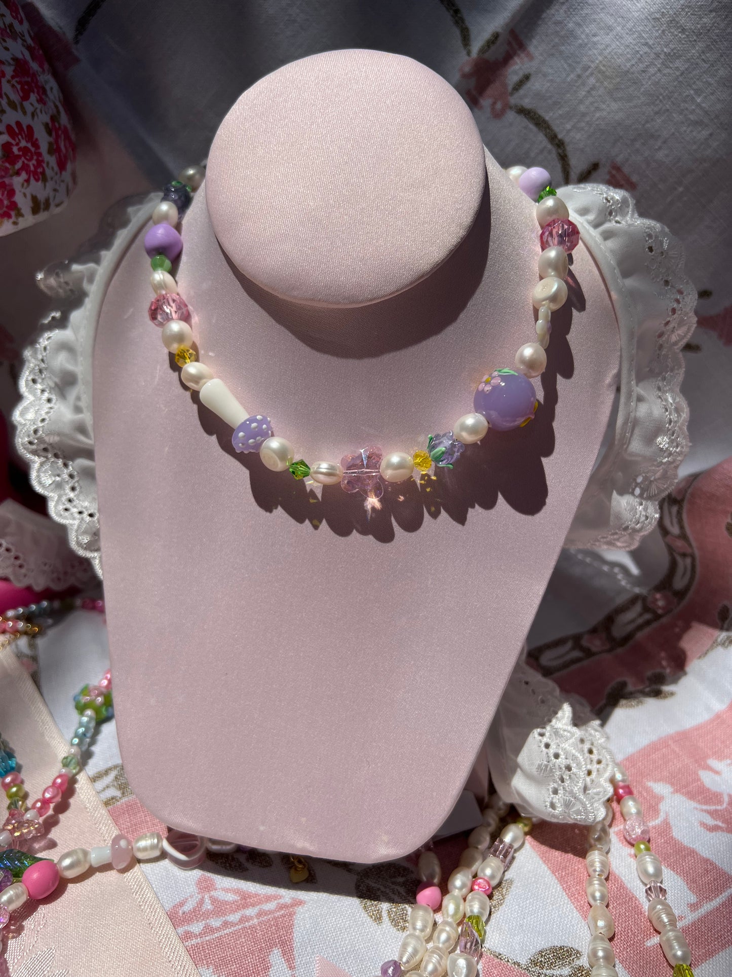 Lilac Mushroom Fairy Necklace