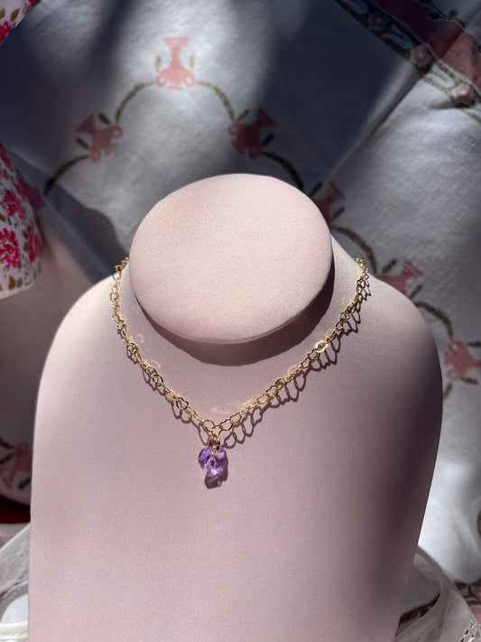 Lilac Swarovski Heart Necklace