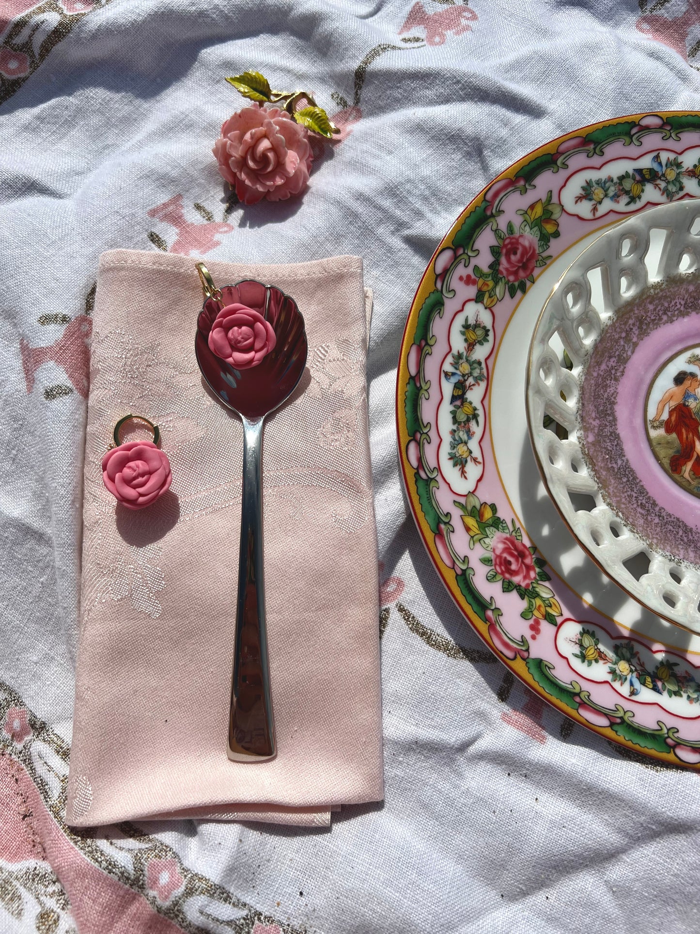 Light Pink Rose Earrings