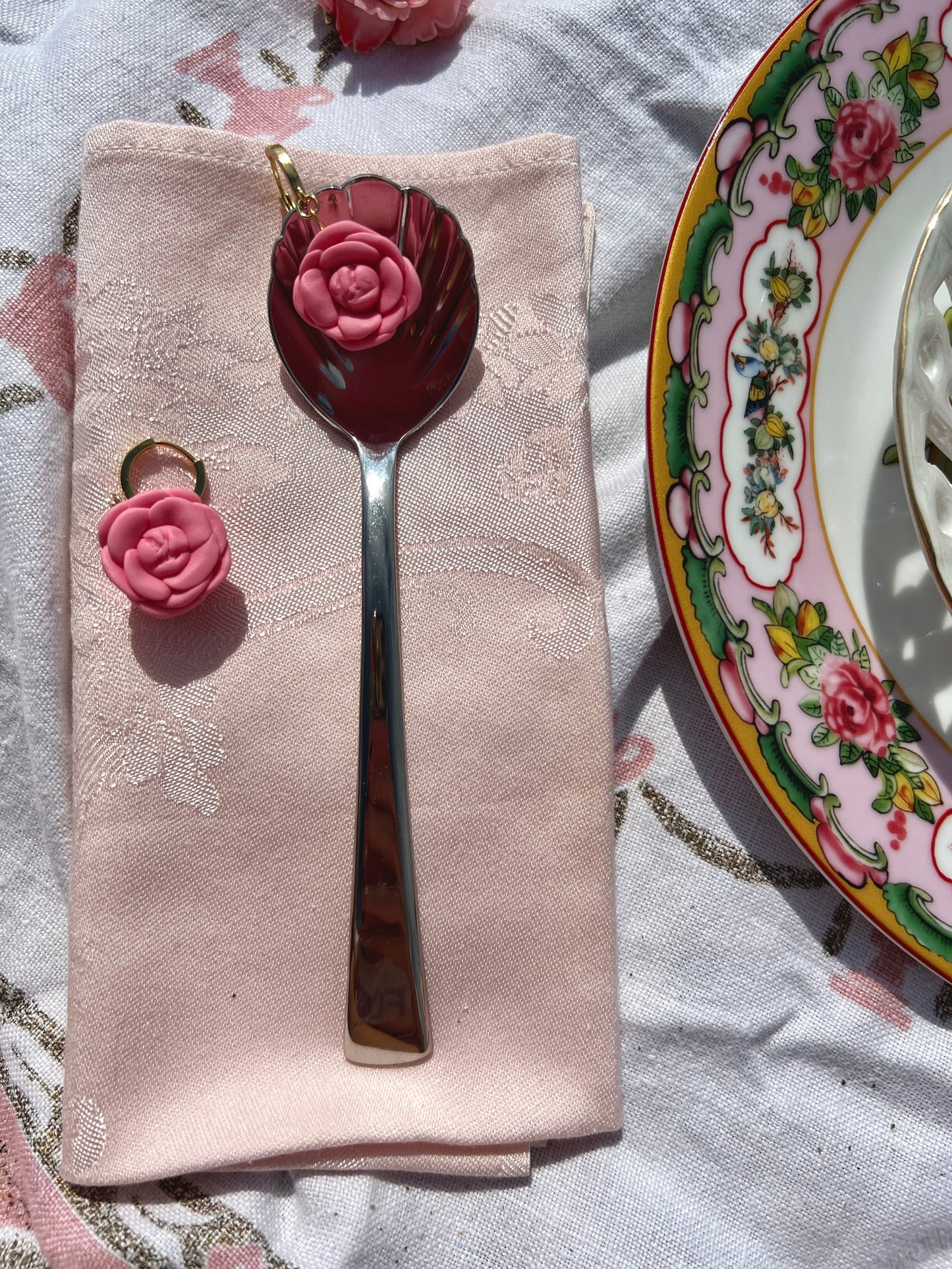 Light Pink Rose Earrings