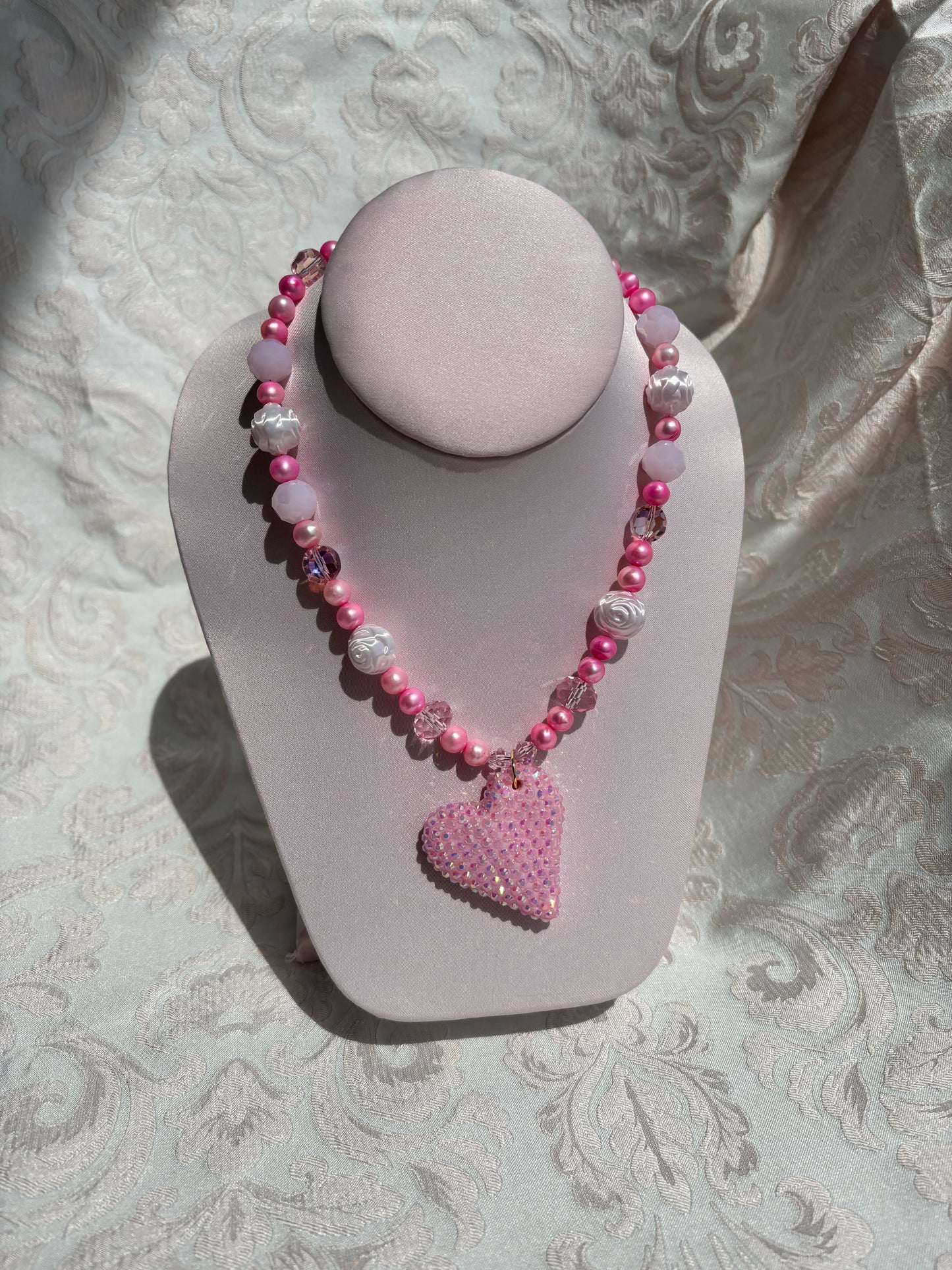 XL Pastel Pink Heart Charm Necklace