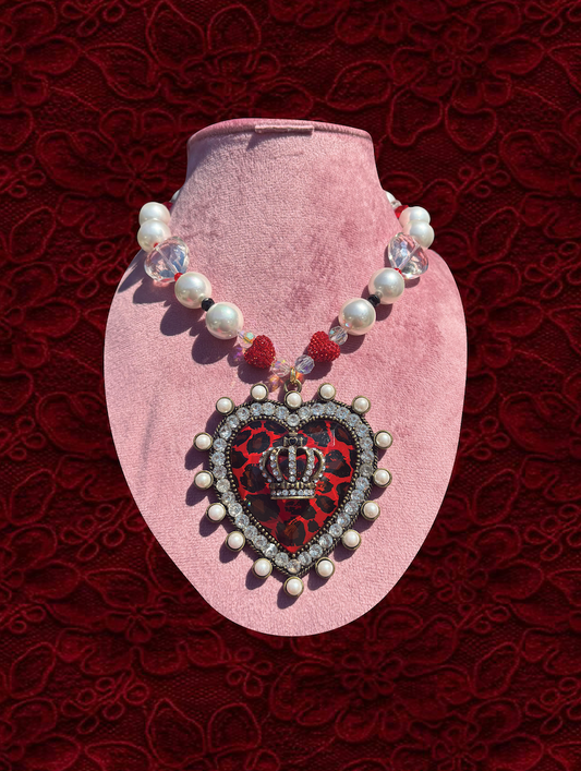 Reworked Betsey Johnson Heart Charm Necklace